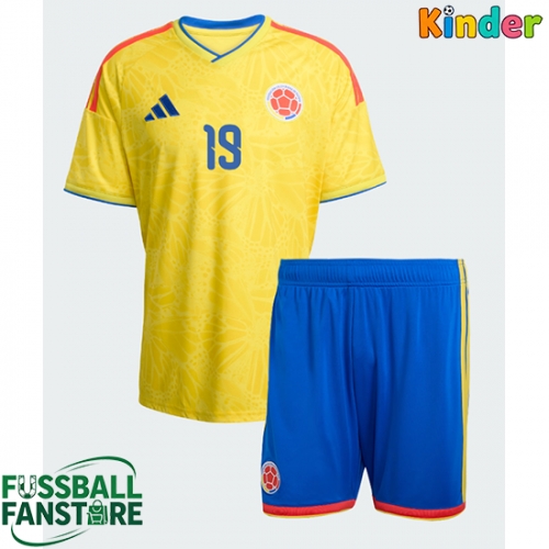 Kolumbien Rafael Santos Borre #19 Replik Heimtrikot Kinder WM 2026 Kurzarm (+ Kurze Hosen)